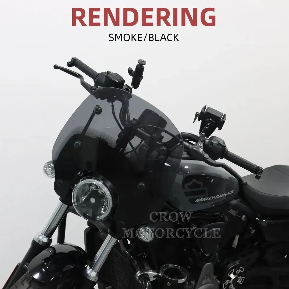 RH975 NEW Motorcycle Removable Compact Windshield Wind Deflector Screen Smoke/Black For Nightster RH975 Nightster RH975 2022