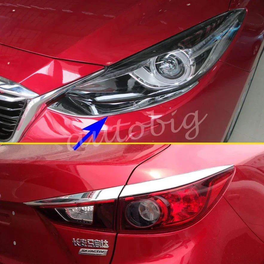 Parlak Krom Araba Dış Far ve Arka Lambası Trimler Aksesuarları Mazda 3 Sedan BM 2014 2015 2016