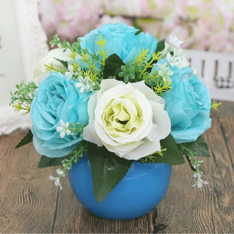 Artificial flower rose single silk bouquet fake flower wedding and festival supplies home decoration ornament wholesale