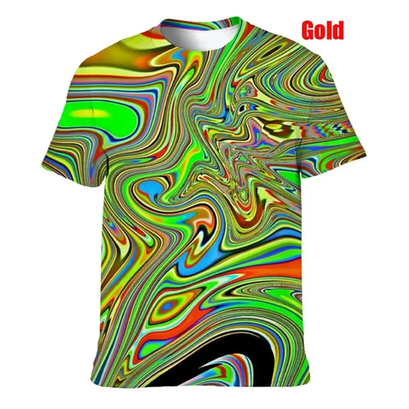 Summer 3D Printed Neon T Shirt Colorful Psychedelic Pattern Street Tshirts Men And Women O Neck Fashion Short Sleeve Tee Tops