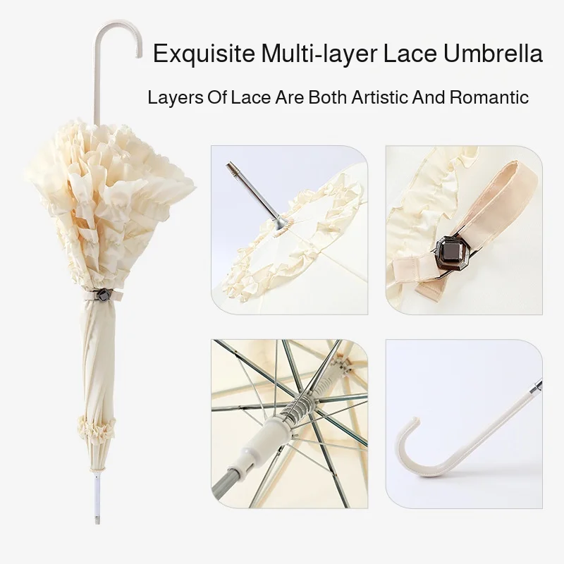 Gothic Sle Lace Bird Cage Princ Umbrella Lo Sle Rain Umbrella Handmade Crt Wooden Sti Universal Purpose Home Living
