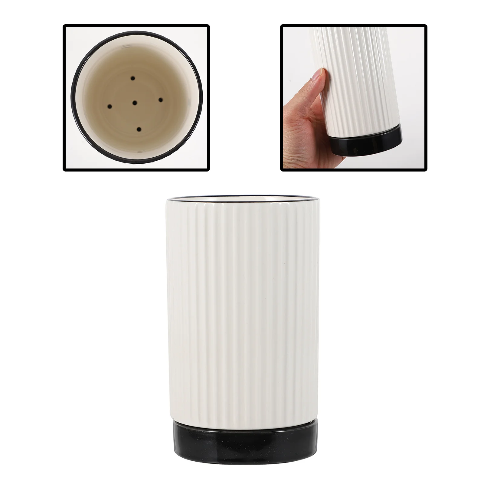 

1Pcs Utensil Holder Kitchen Organizer Ceramic Chopstick Storage Box Countertop Rack for Forks Spoons Flatware Drying Drainage