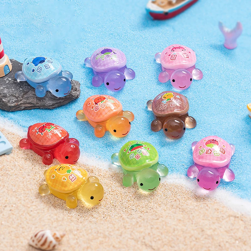 1PC Glowing Turtle Garden Fish Tank Miniatures Ornaments Mini Luminous Glitter Turtle Home Decoration Landscaping Crafts