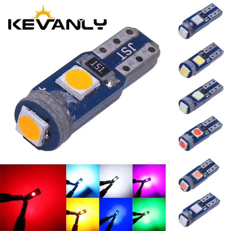 

10 шт. автомобильных светодиодных ламп T5 W3W 3SMD 3030 для приборной панели, индикаторов, внутреннего освещения, лампы для чтения, с поддержкой Canbus