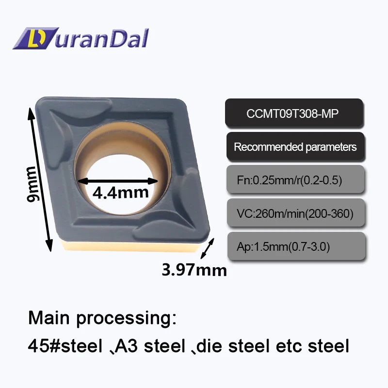 CVD Coating Double Color CCMT 09T308 MP Tungsten Carbide Inserts CNC Lathe Indexable Turning Tools Machining Steel High Quality