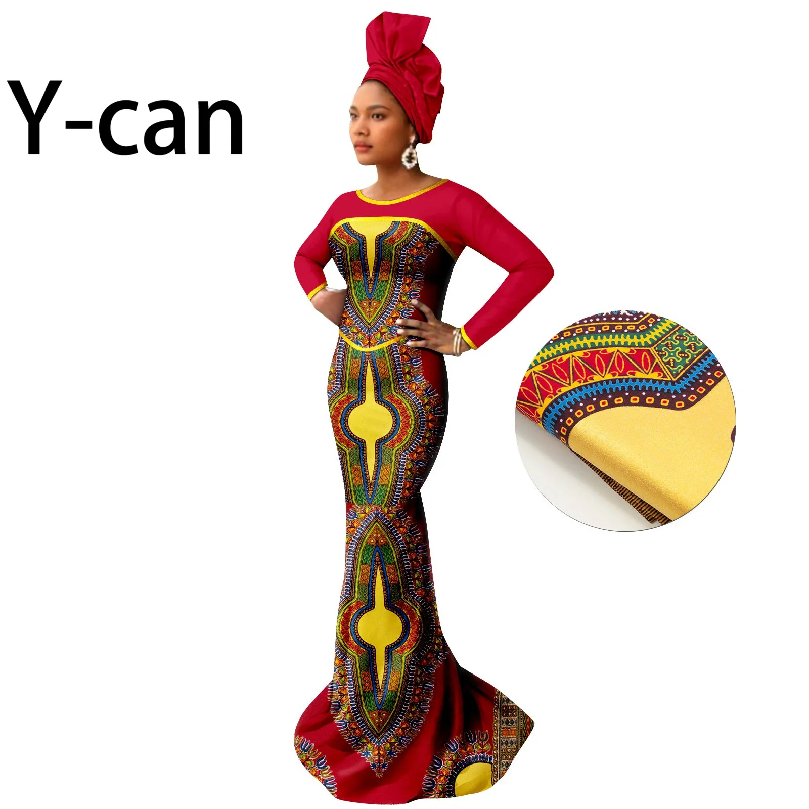 

African Style Women's Dress Luxury Party Gown Dashiki Ankara Print Vestidos Match Headscarf Elegant Lady Wedding Wear 2425120