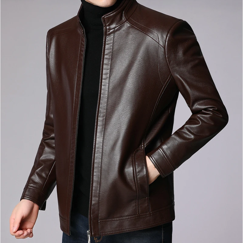 2023 Men Leather Suit Jacket Men Slim Fit Blazer Coat Men Fashion Leather Jacket Streetwear Casual Blazer Jacket Male Outerwear