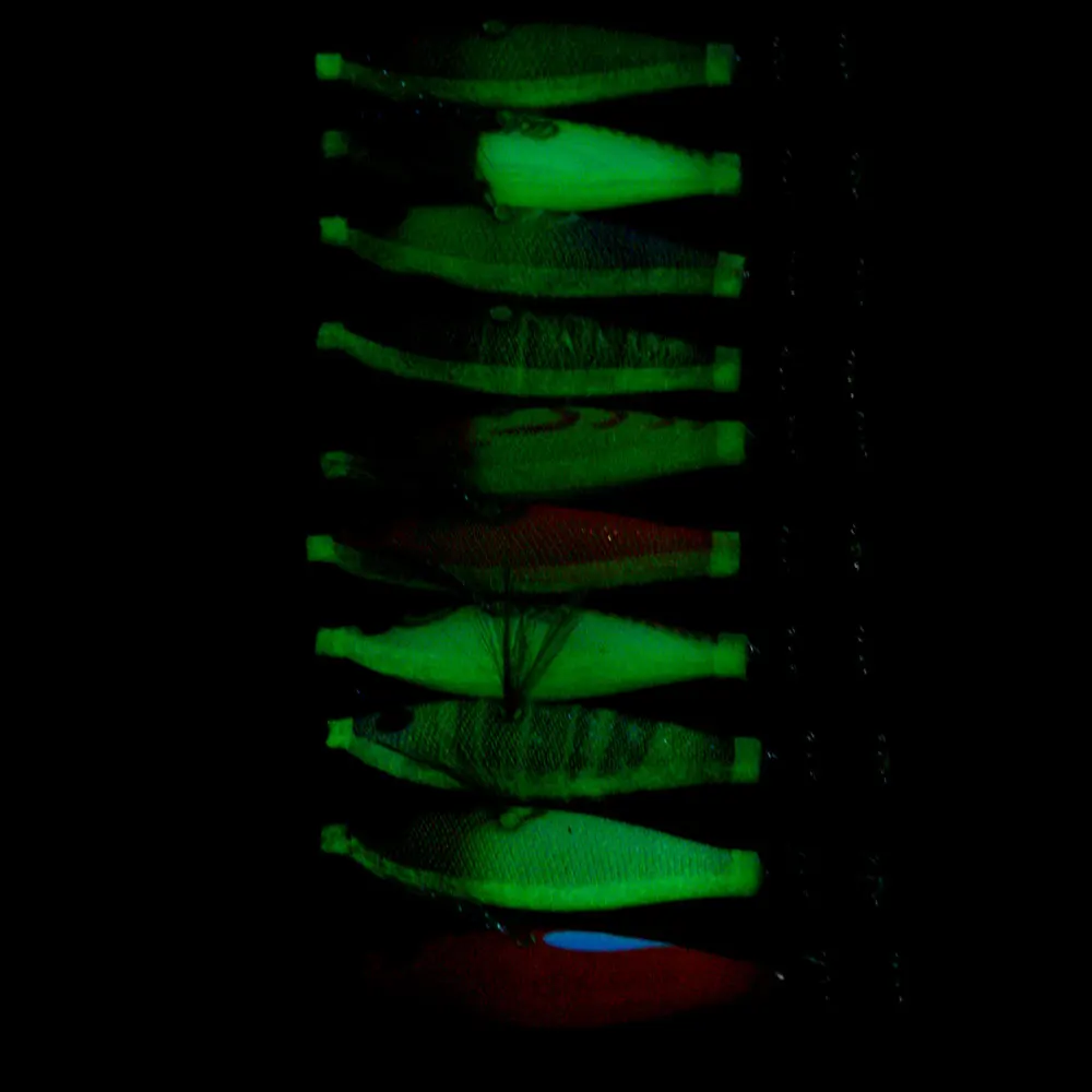 Señuelos luminosos horizontales para calamar – 8 cm con anzuelos chapados - imagen 2