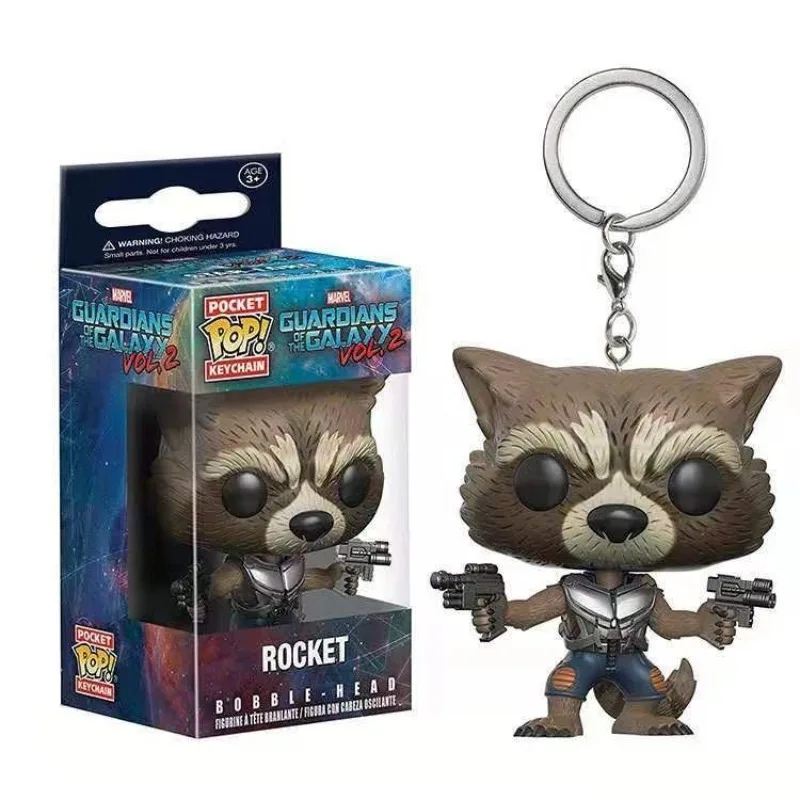 سلسلة مفاتيح عصرية ولطيفة على شكل رسوم متحركة من Marvel Rocket Raccoon Groot Star-Lord للرجال والنساء هدية للعطلات