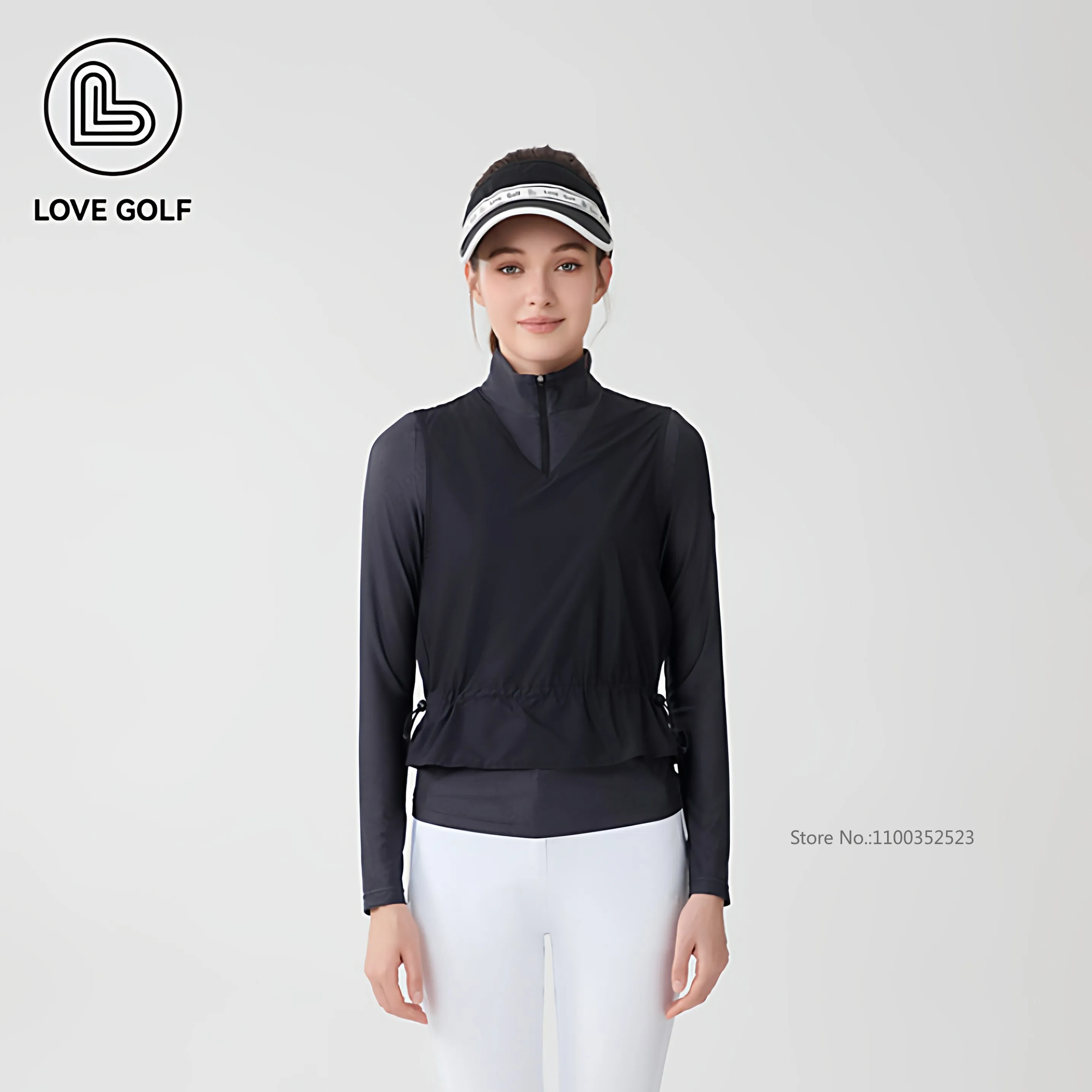 Love Golf New Shirts Women Sunscreen Long Sleeve Cooling Top Ladies Thin Quick-dry Golf Shirts Zipper V-Neck Slim Sportswear