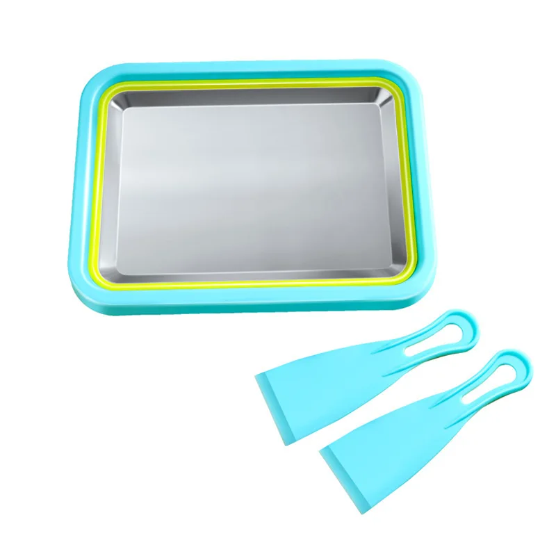 Самодельная машина для жареного льда. Машина для жареного йогурта своими руками. Бесплатная заглушка. Лоток для жареного льда. Лоток для замороженного йогурта с 2 маленькими лопаточками.