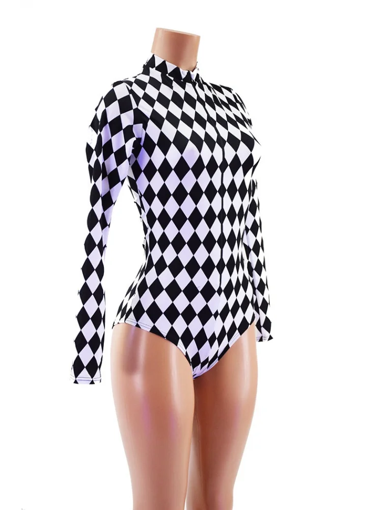 Sexy Ausgeschnittener Joker-Clown-Bodysuit im Gittermuster, Zirkus-Stil Bademode für Frauen, Strand-Club-Party-Surf-Beachwear-Kleidung Neu 2026 – Detail 2