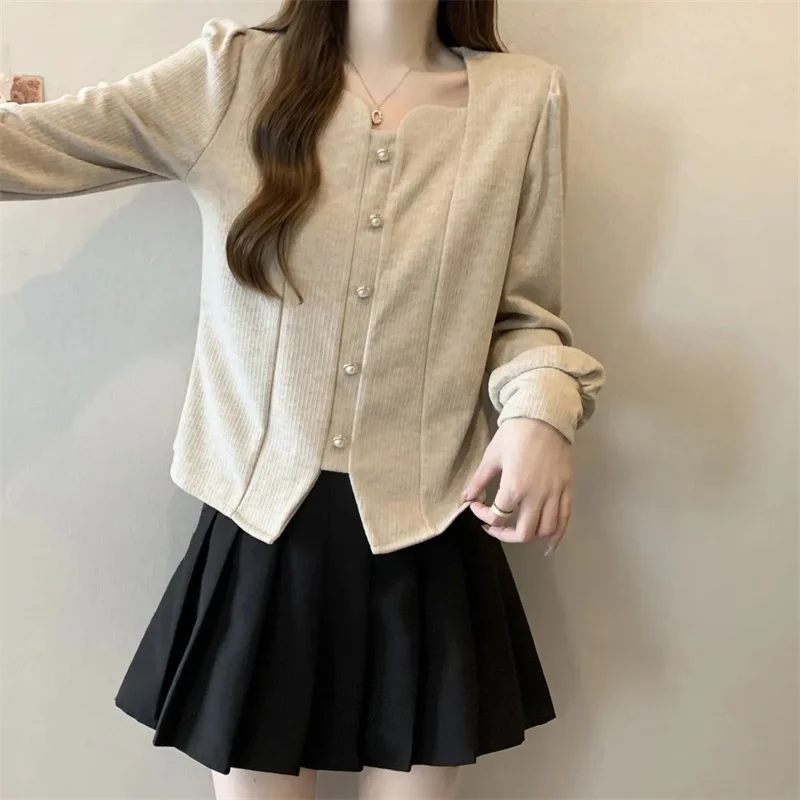 フランス女性プレミアムカジュアルブラウス春秋女性無地シャツコートレディースファッション大きいサイズ4XLボトムシャツトップス