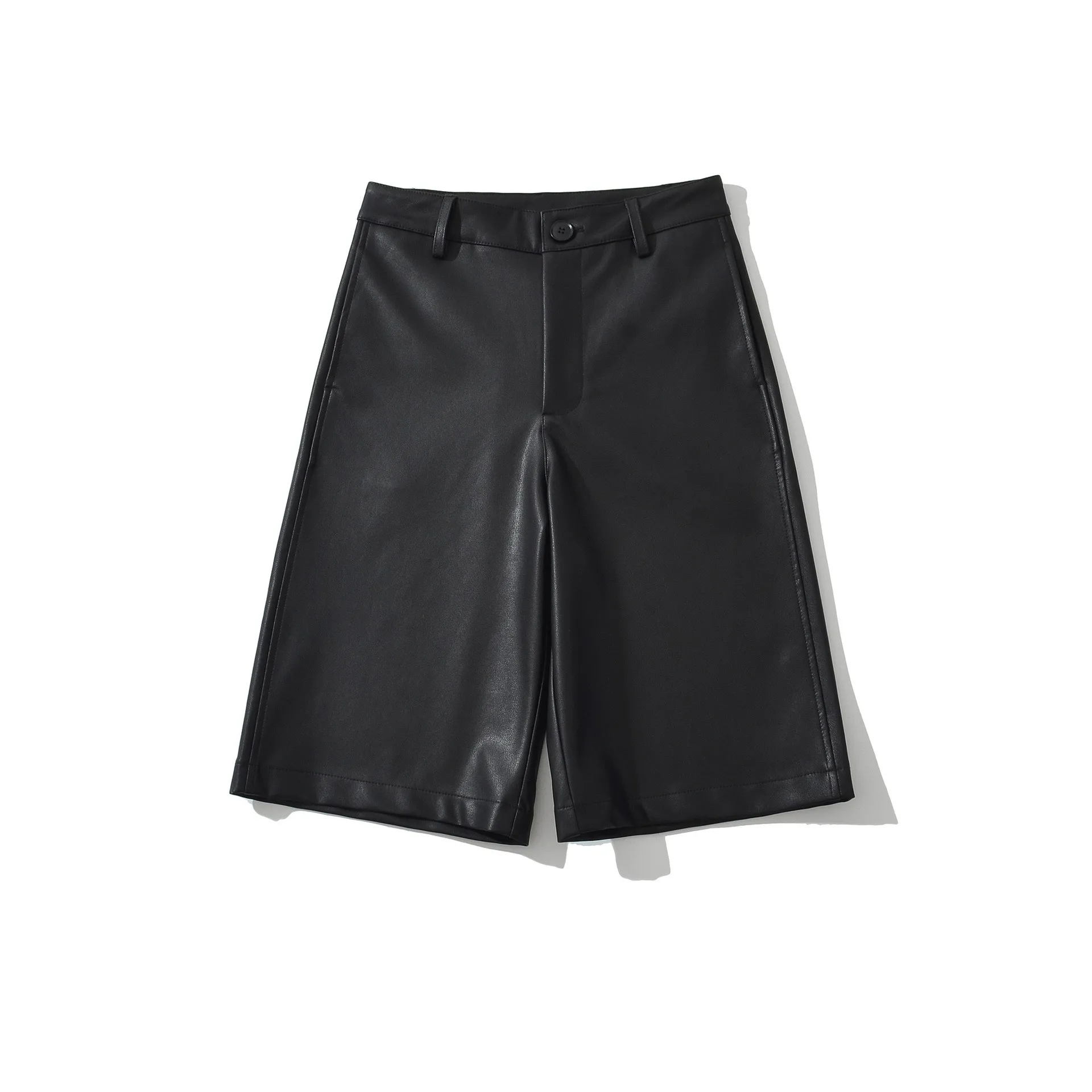 High Waist Straight Leg Shorts Cropped Elegant Commuter with Regular Thickness No Stretch Bound Seam Women Shorts Autumn