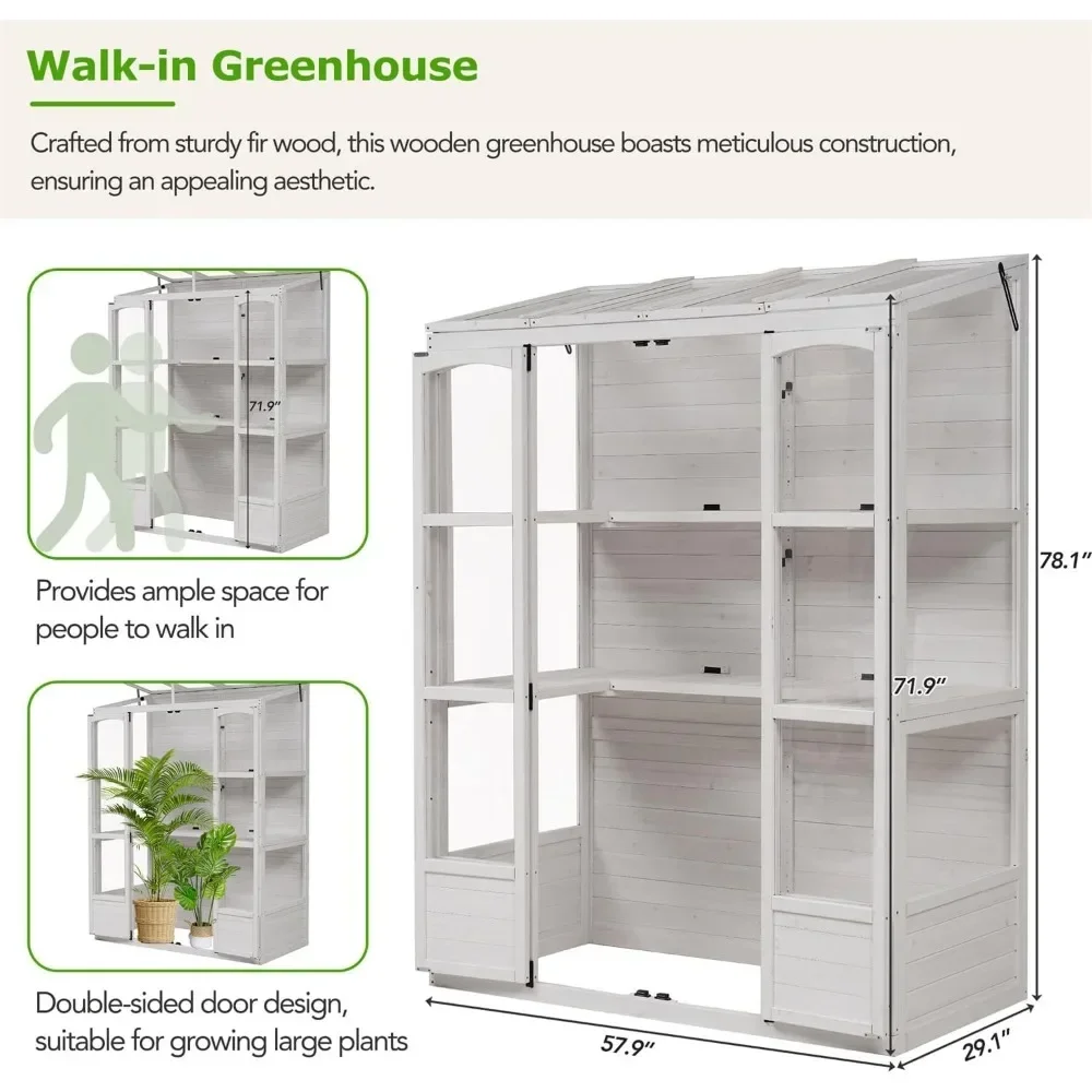

Деревянная теплица, холодная рамка с 4 независимыми маяками и 2 складными средними полками, для прогулок на открытом воздухе, теплица