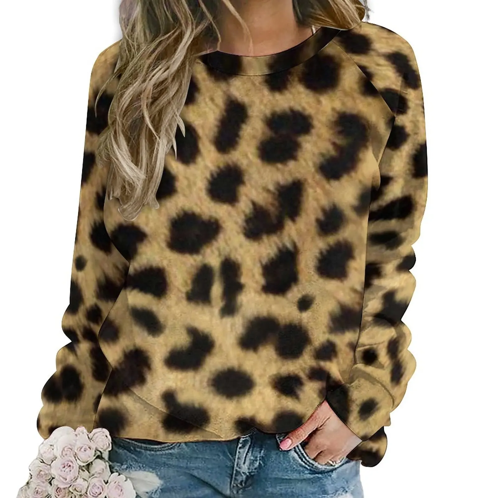 Fashion Leopard Tracksuits 3d Printed Women Casual Round Neck Sweatshirts Women\'s Long Sleeves Tops Oversized Pullover Clothing