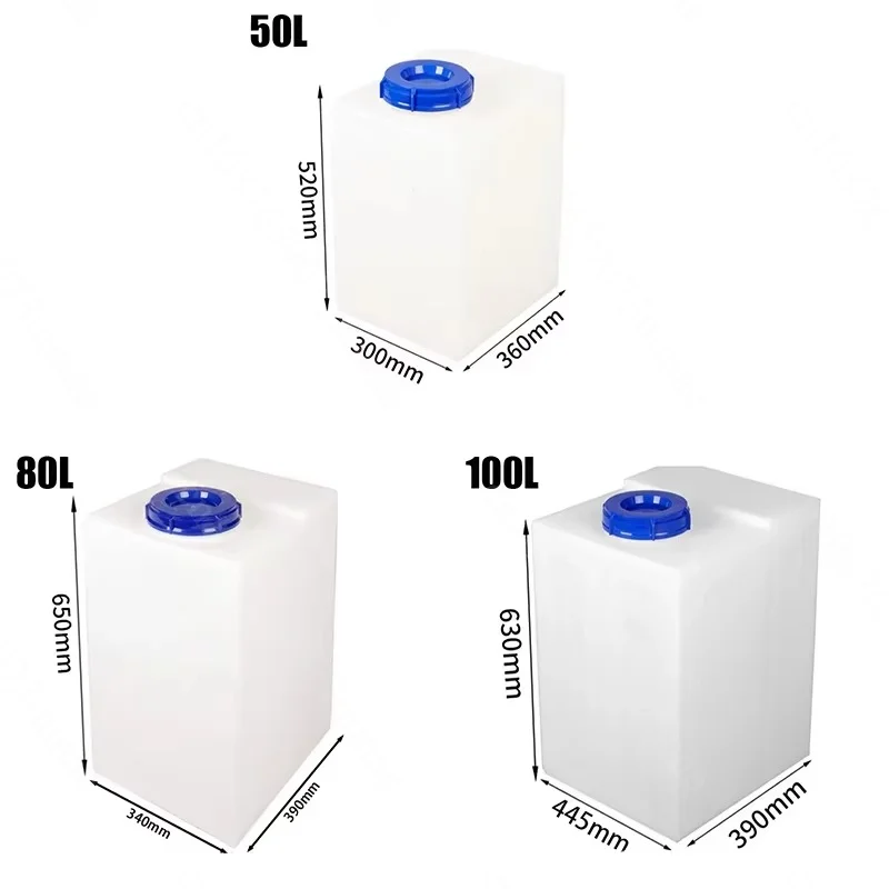 Food Grade PE Plastic Square Water Tank, Large Capacity Water Storage Bucket with Lid for RV Food Cart Home Use