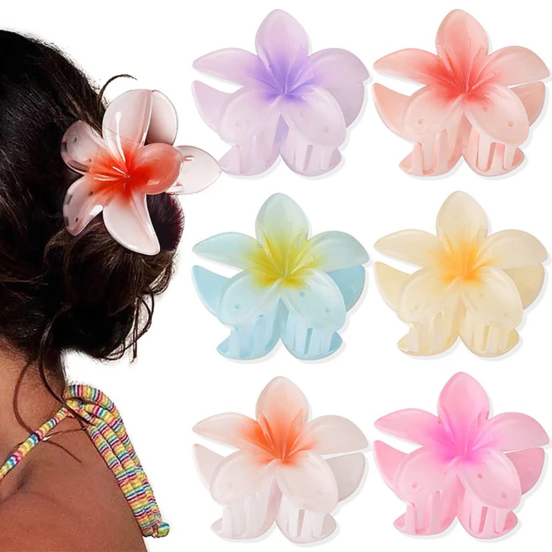 Pinzas para el pelo con forma de huevo y flor para mujer, horquilla grande para el pelo, accesorios para niña y mujer, moda Bohemia para vacaciones