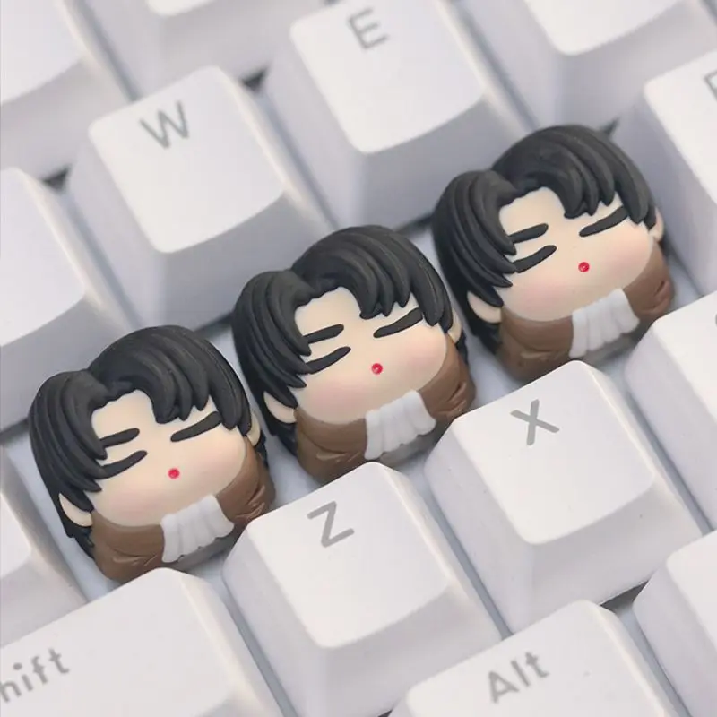 New Attack on Titan Levi Ackerman High Color Value Creative Joker Keycap Cute Cartoon Three-dimensional Keyboard Decorative Cap