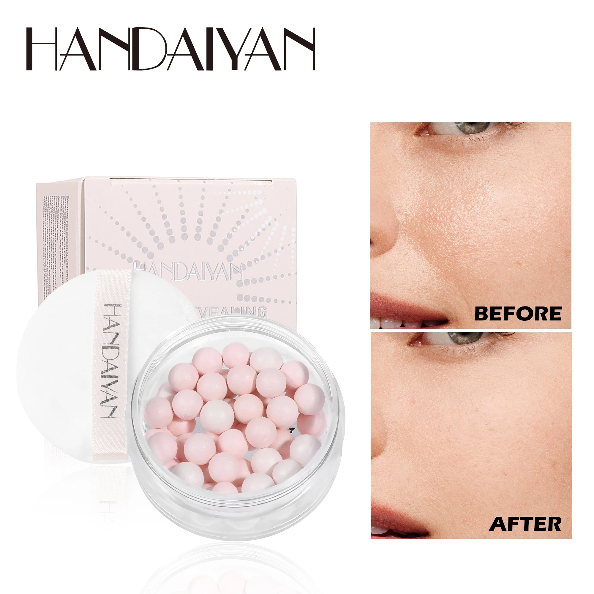 HANDAIYAN 5 Colors pressed Powder Balls Shimmer long-lasting oil control natural brightening nude concealer setting powder Blush