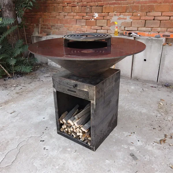 Outdoor BBQ Brazier Multi Fuel Antique Rusty Camping Fireplace