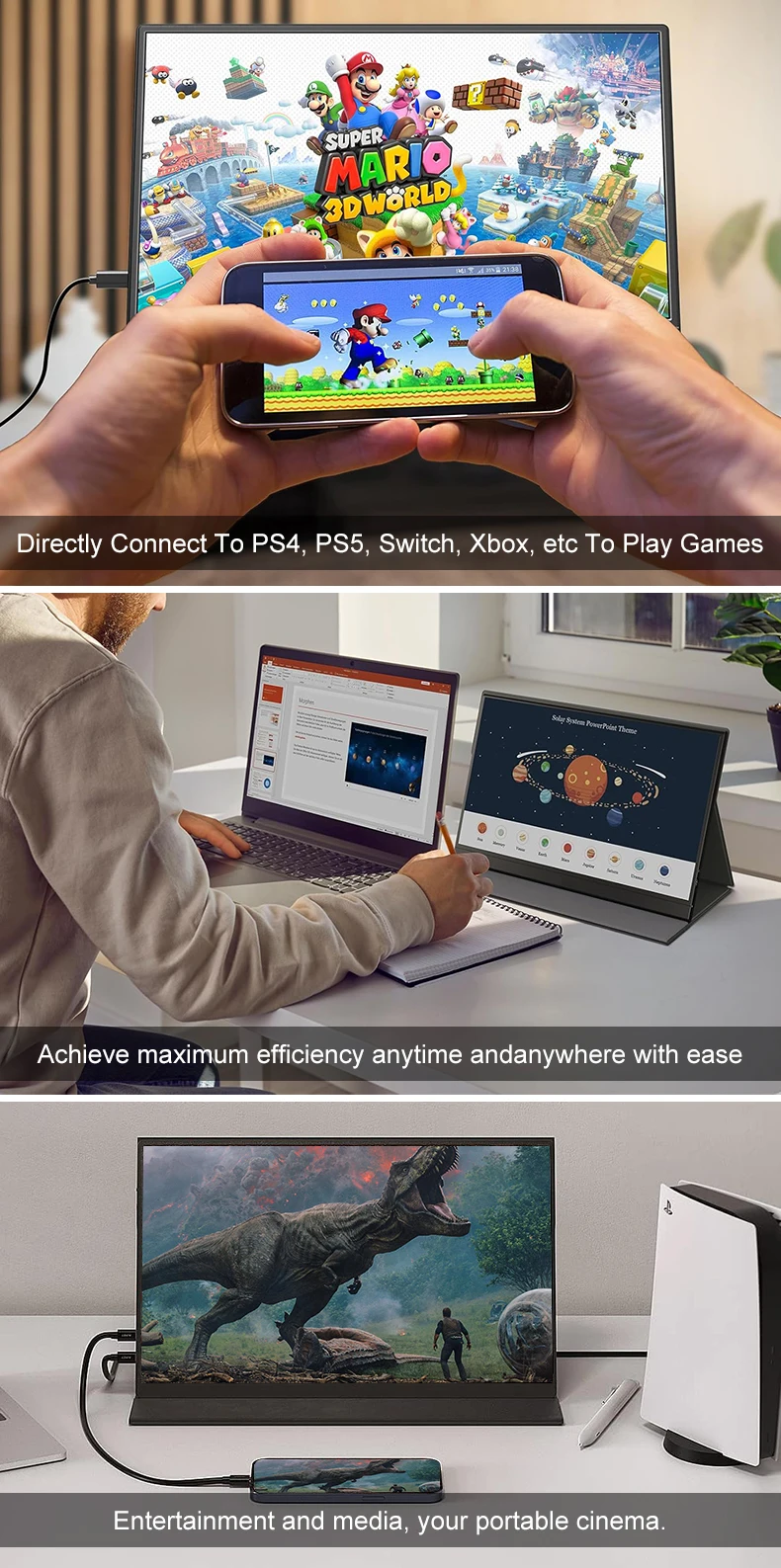 شاشة ZSUS مقاس 16 بوصة 2K محمولة 100% sRGB 1600P IPS شاشة عرض كمبيوتر ألعاب للسفر لمفتاح الكمبيوتر المحمول على سطح البخار PS4 PS5 Xbox