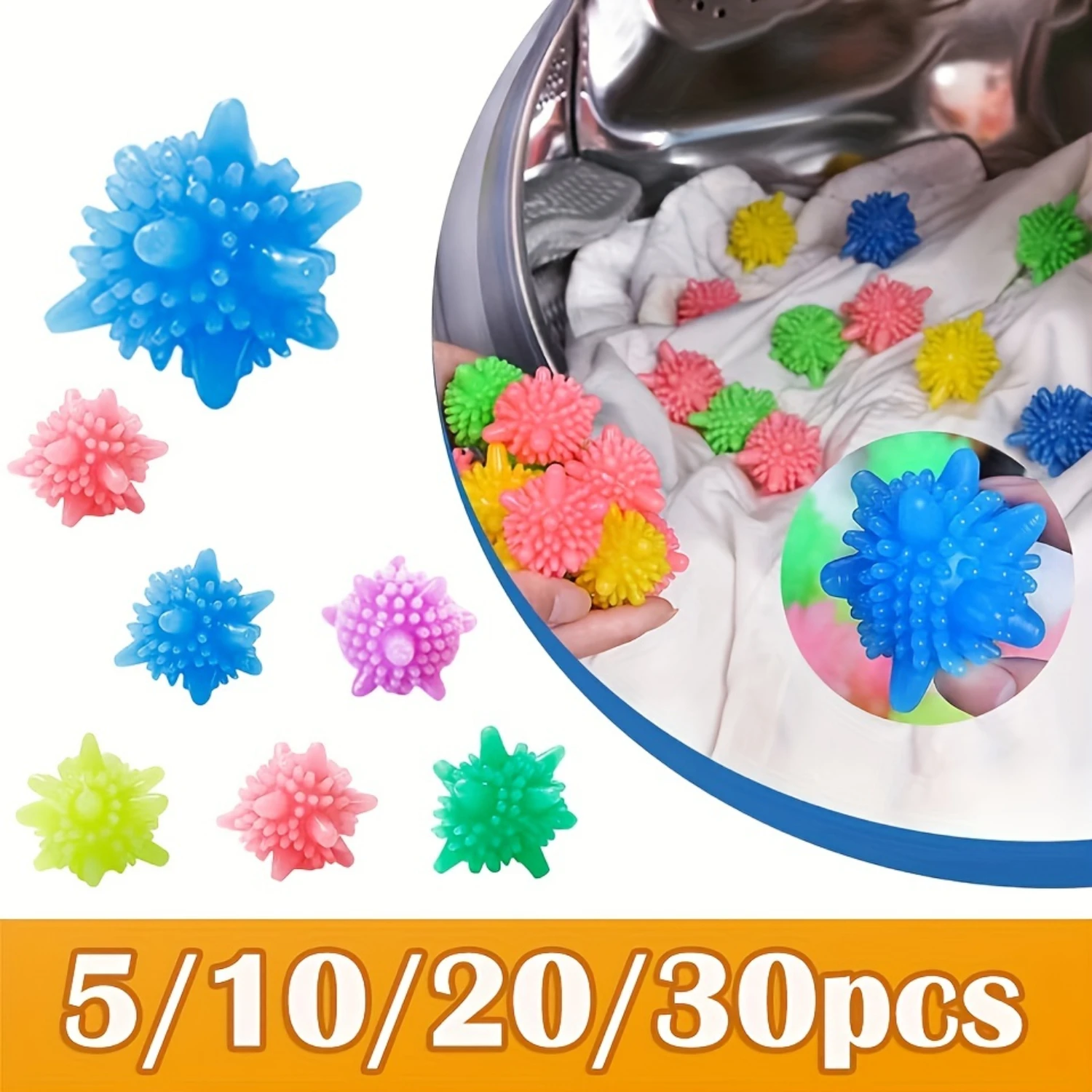 5/10/20/30pcs Laundry Balls, Reusable Household Washing Machine Balls, Clothing Softener, Starfish Shaped Removal Balls, Dirt Cl