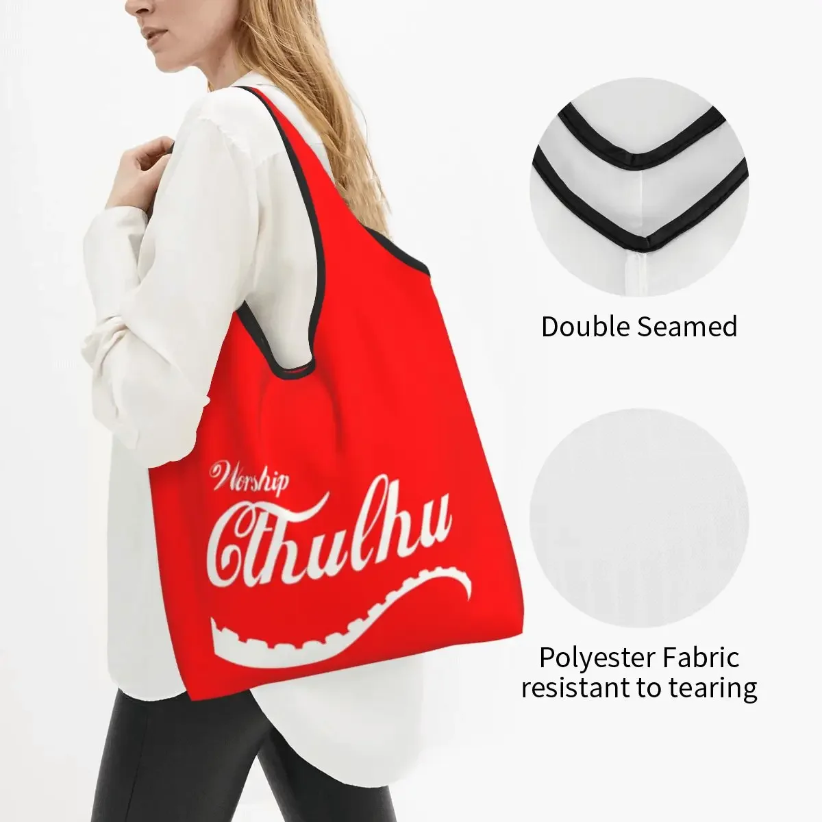 Recycling Fashion Call Of Cthulhu Shopping Bag Women Tote  Portable Lovecraft Groceries Shopper s