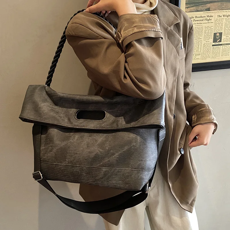 

Ретро-сумка 2025 года, многосторонняя сумка через плечо из натуральной кожи большой вместимости, винтажная рабочая сумка для офиса и поездок на работу