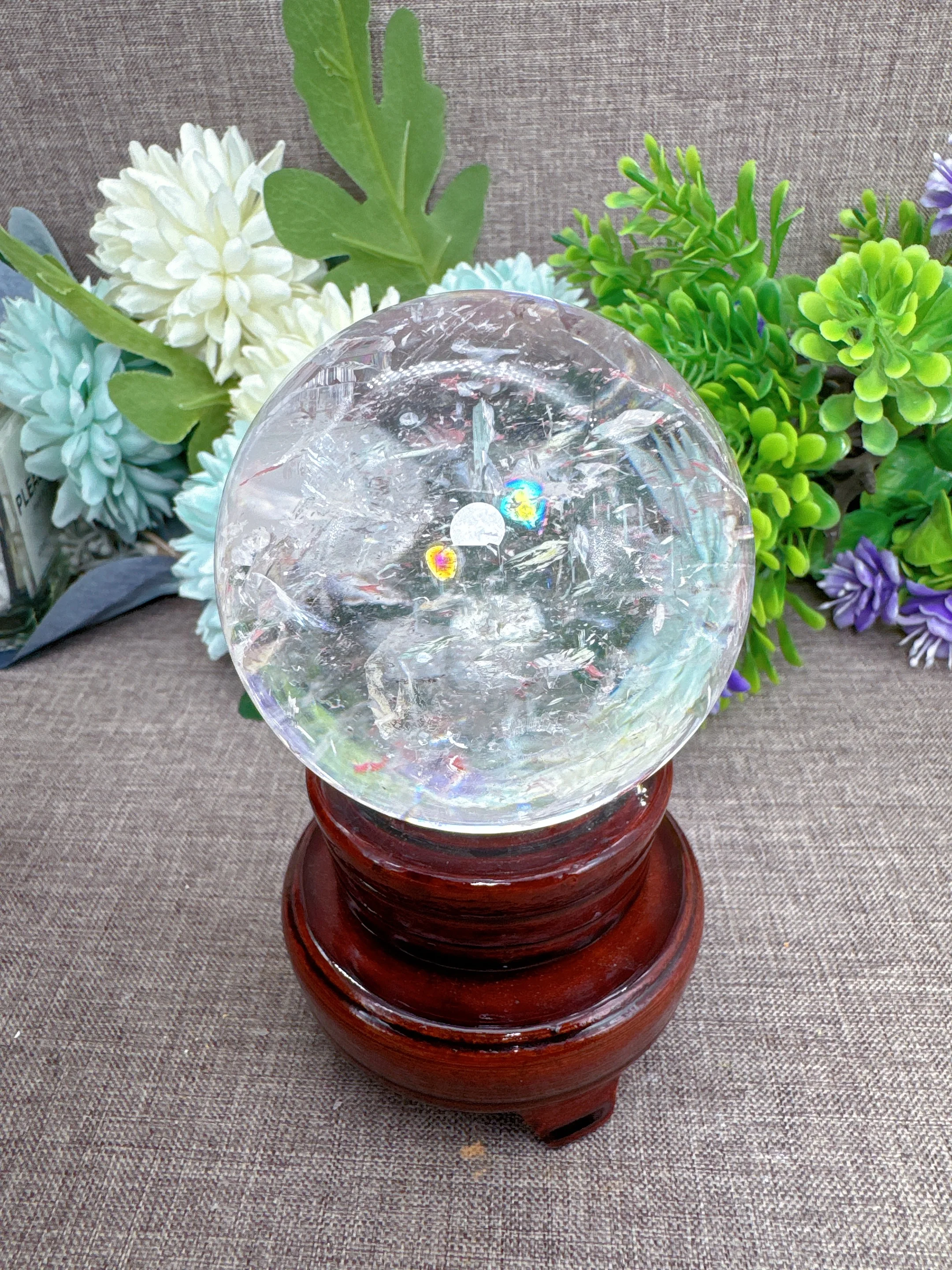 Highest Quality Natural Rainbow White Crystal Ball Himalayan Crystal Asay Home Meditation Decoration Gift+stand