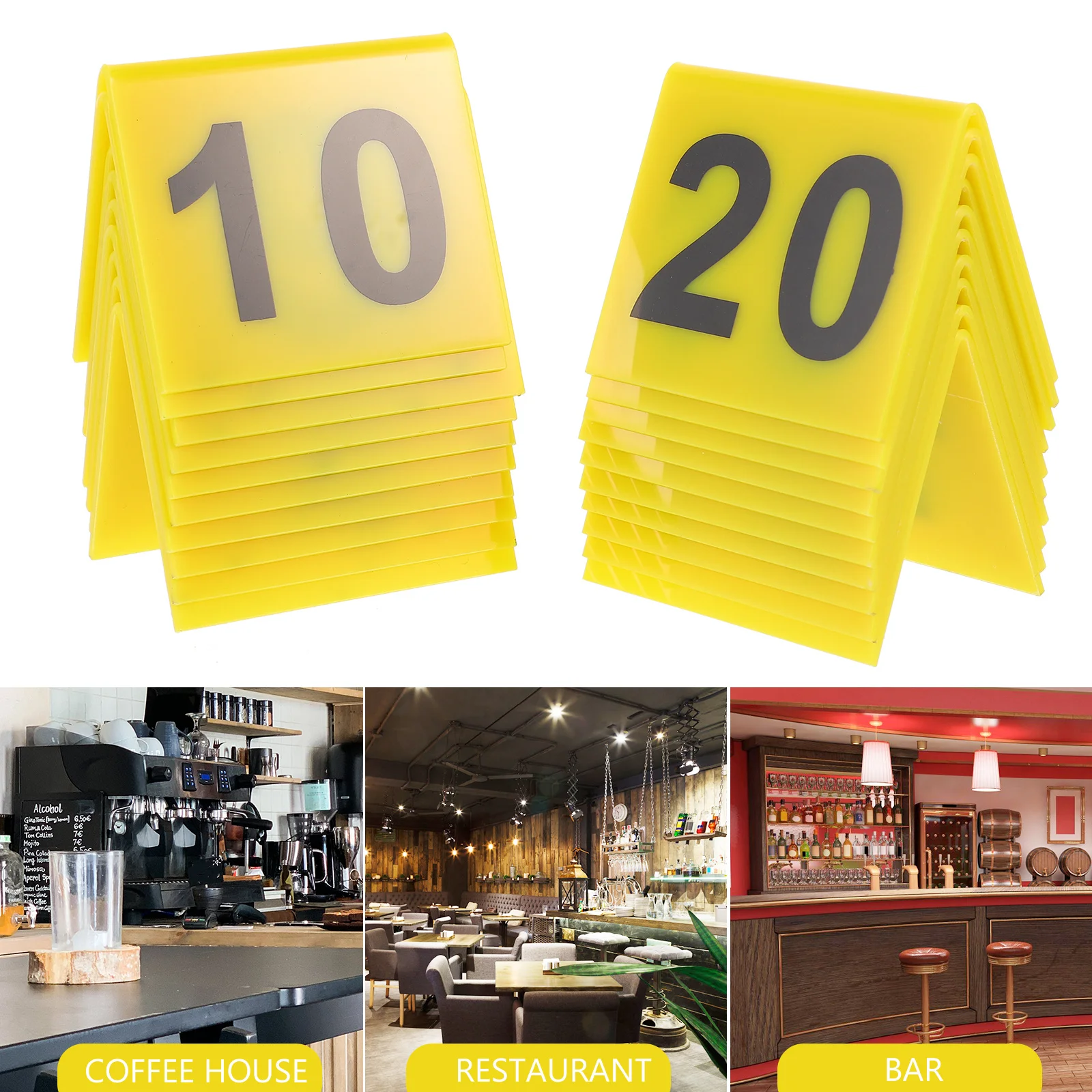 

20pcs Number Marker Acrylic Double Sided Table Signs V Shaped Reusable For Restaurant Party Floor Desktop Game Evidence Markers