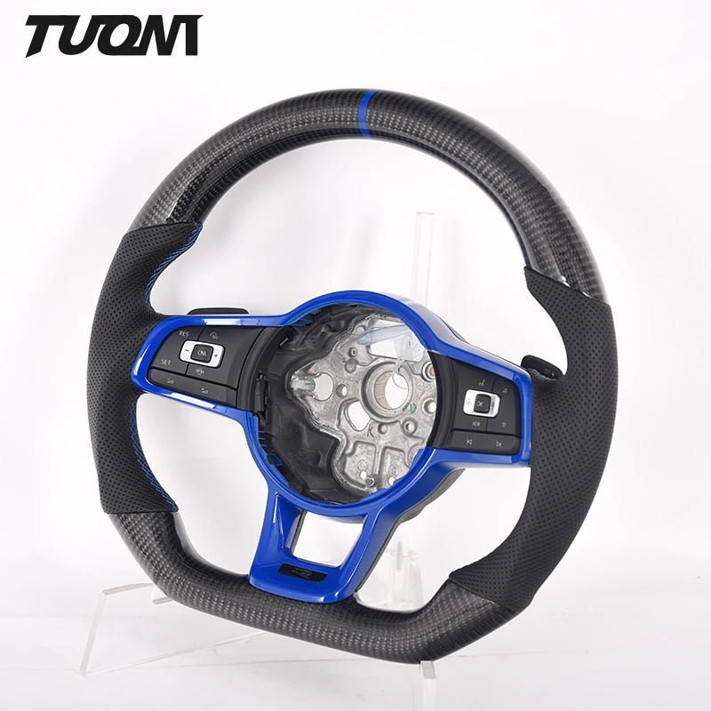 New Car Steering Wheel For VW Polo Jetta GTI Golf Sagitar Lavida Sharan Touran Gloss Carbon Fiber Black Perforated Leather