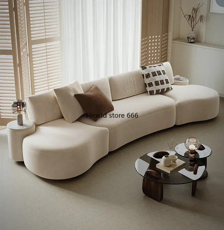 French cream style fabric living room small apartment straight row double princess sofa combination