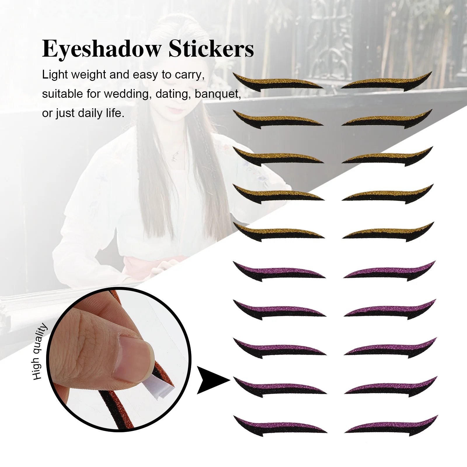 

20Pairs Eyeliner Stickers Reusable Eye Makeup Tools Four Colors Lightweight Adhesive for Wedding Dating Daily Use Self-Adhesive