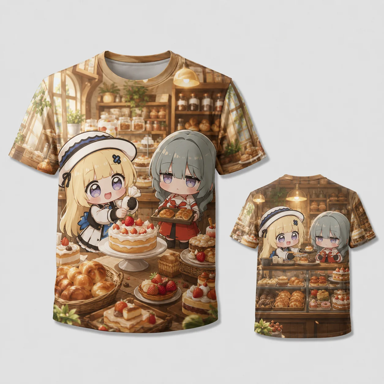 Phoebe Joubi Phrolova Cute Chibi Anime Flower Shop T Shirt Kawaii Girls Hydrangea Bouquet Floral Garden 3D Print Quick Dry Top