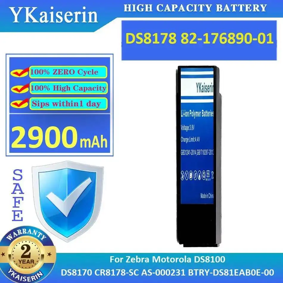 

Scan Gun Battery DS8178 82-176890-01 2900Mah For Zebra Motorola DS8100 DS8170 CR8178-SC AS-000231 Btry-DS81EAB0E-00