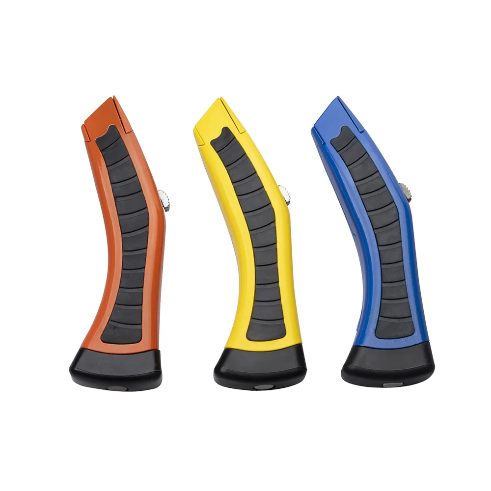 

Heavy-duty Utility Knife Metal Alloy Handle with Rubber Retractable Blade Changeable Roofing Plastic Carton Box Cutter Knives