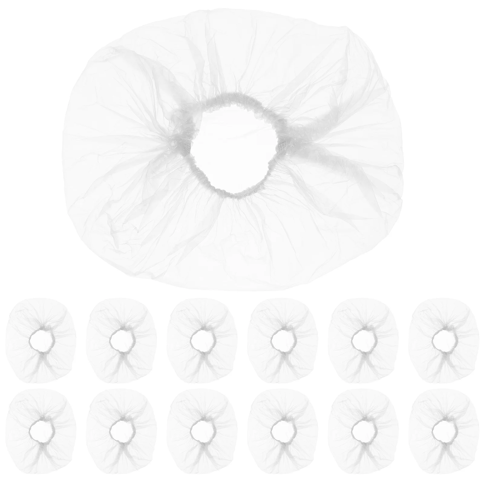 

300 Pcs Clear Hair Elastics Washbasin Bag Wrapping Salon Liners Face Hat Foot Tub Beauty Supply White Miss