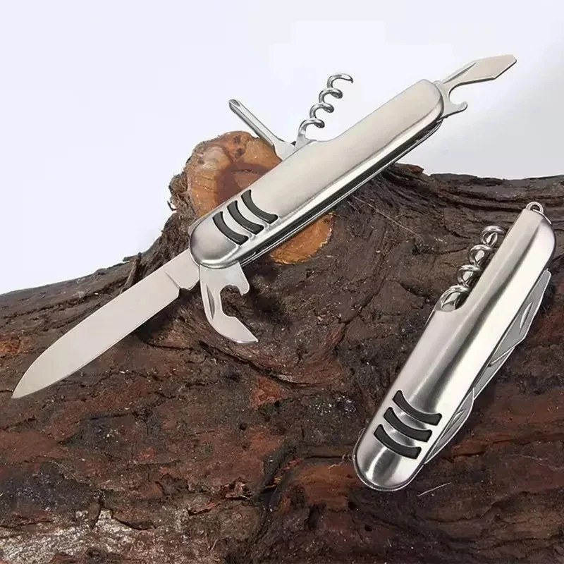 5 IN 1 Multi-purpose Knife Multitools Stainless Steel Folding Knife Outdoor Keychain Pocket Knife Tools Outdoor Folding Knife