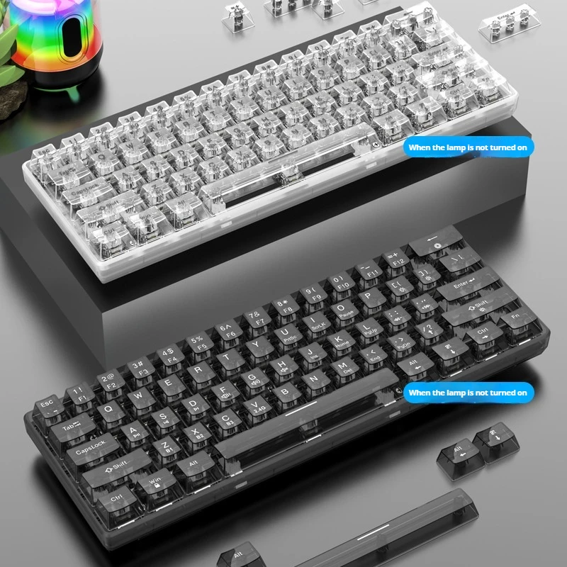 Dazzling Silver Fox K30pro Wireless Three Mode Transparent Mechanical Keyboard White Axis Hot Plug Customized Rgb Keyboard