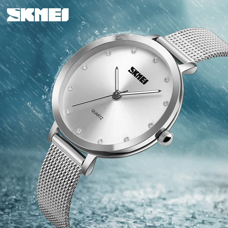 Skmei New Arrival Hot Sale Simple European and American Style Women's Fashionable Waterproof Mesh Belt Women's Quartz Watch