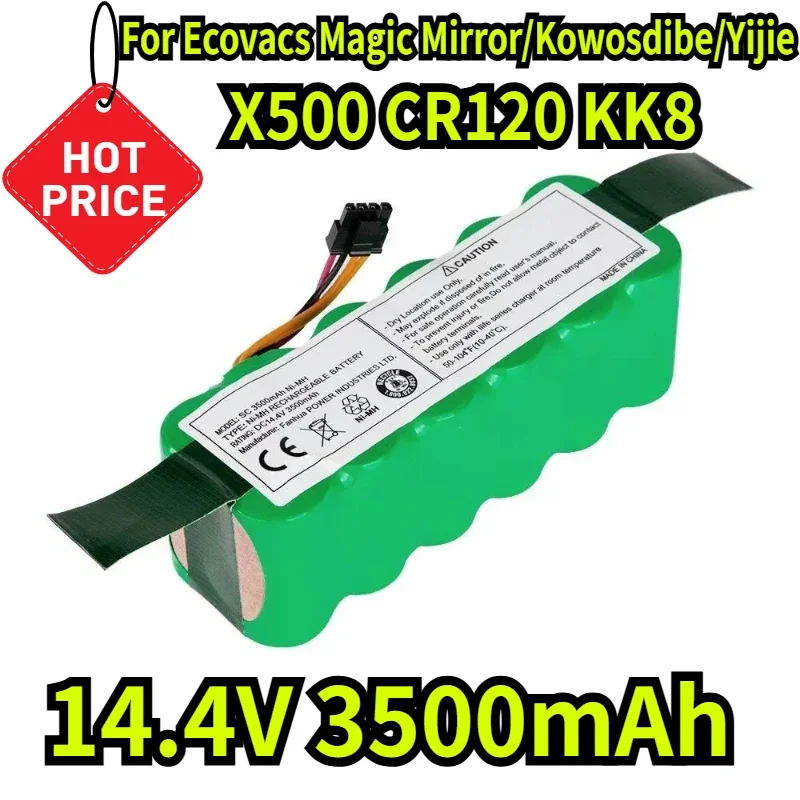 

14.4V 3500mAh Ni-Mh Battery Compatible for Ecovacs Magic Mirror/Kowosdibe/Yijie, X500 CR120 KK8 Vacuum Cleaner