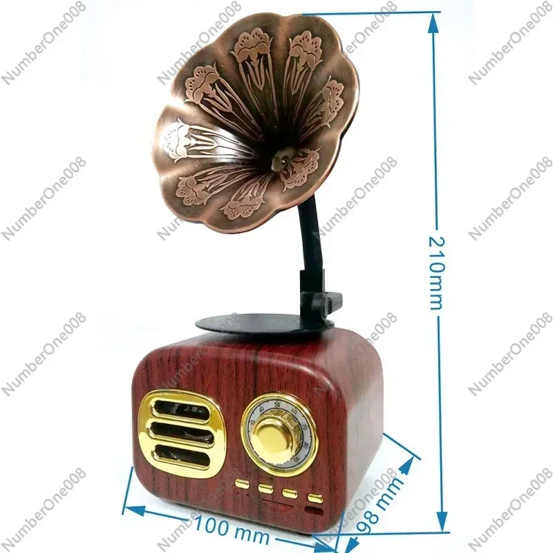 Wireless Bluetooth Speaker Plug Card Home Charging Small Stereo Retro Vintage Gramophone Shape Portable USB Interface Travel