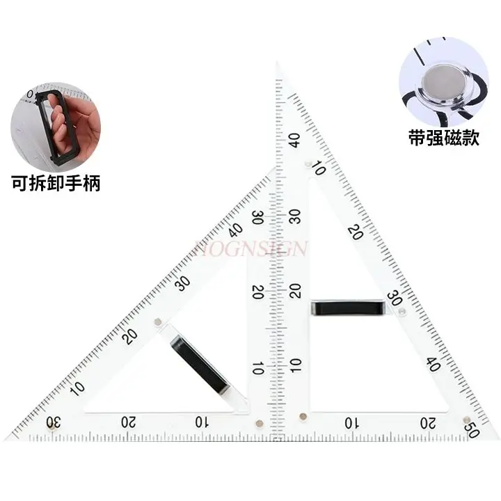 2pcs Transparent magnetic large triangle board for teachers to use as a multifunctional drawing triangle board for teaching
