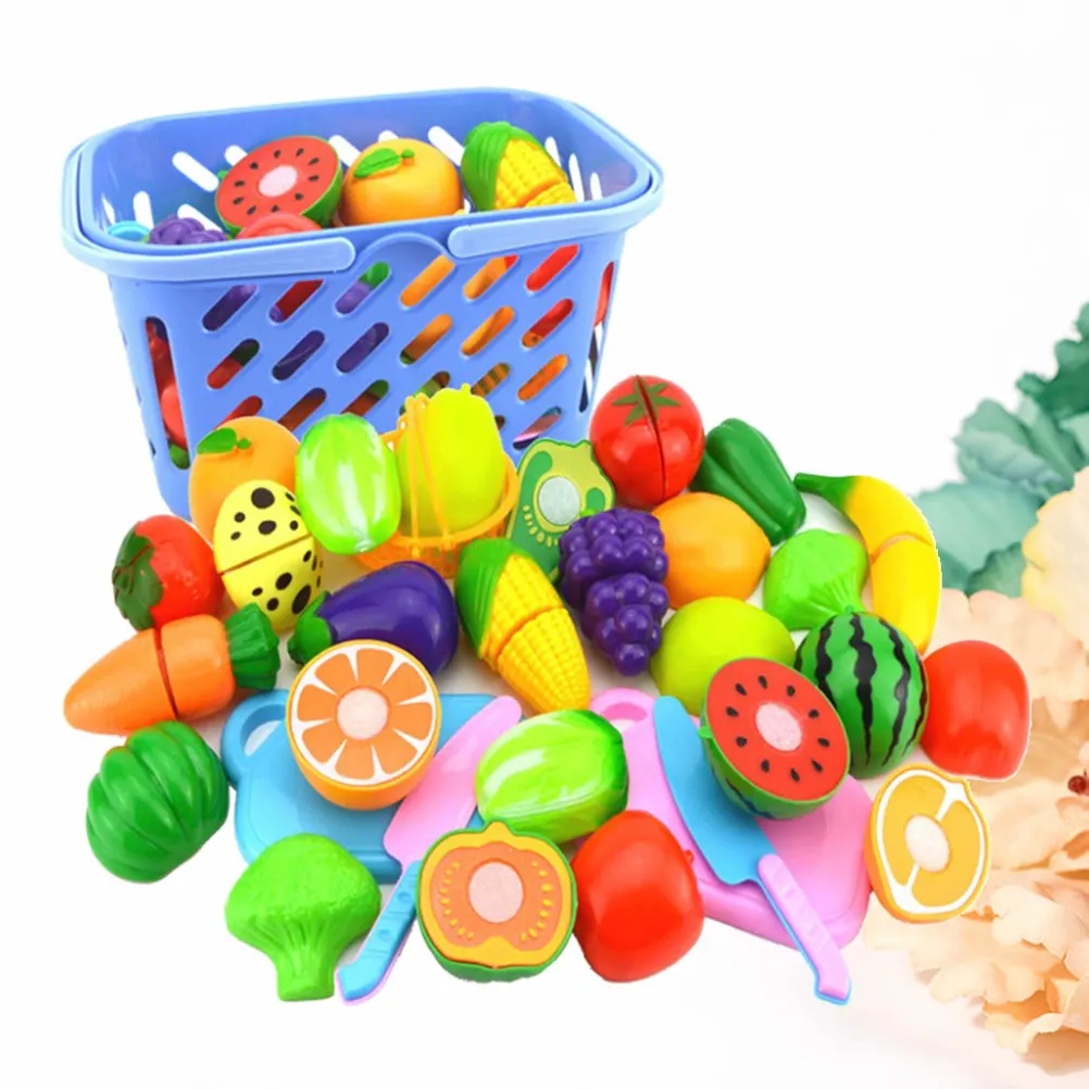 

23Pcs Kids Kitchen Play Set with Fruit Vegetable Colored Tableware Boosts Creativity Cognitive Skills Hand Motor Development