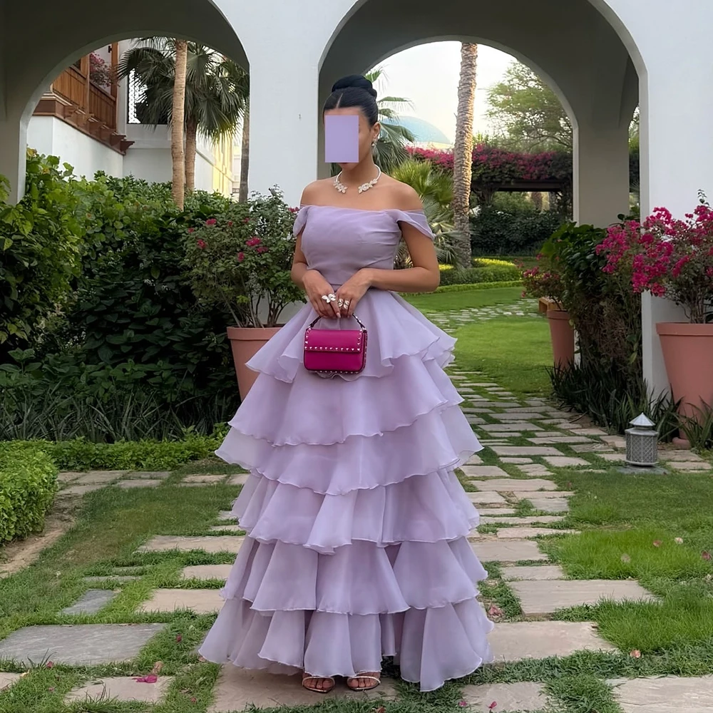 

Msikoods Off Shoulder Layered Evening Dresses 2025 Tiered Graduation Gown Princess Prom Dress Elegant Party Dress Customized