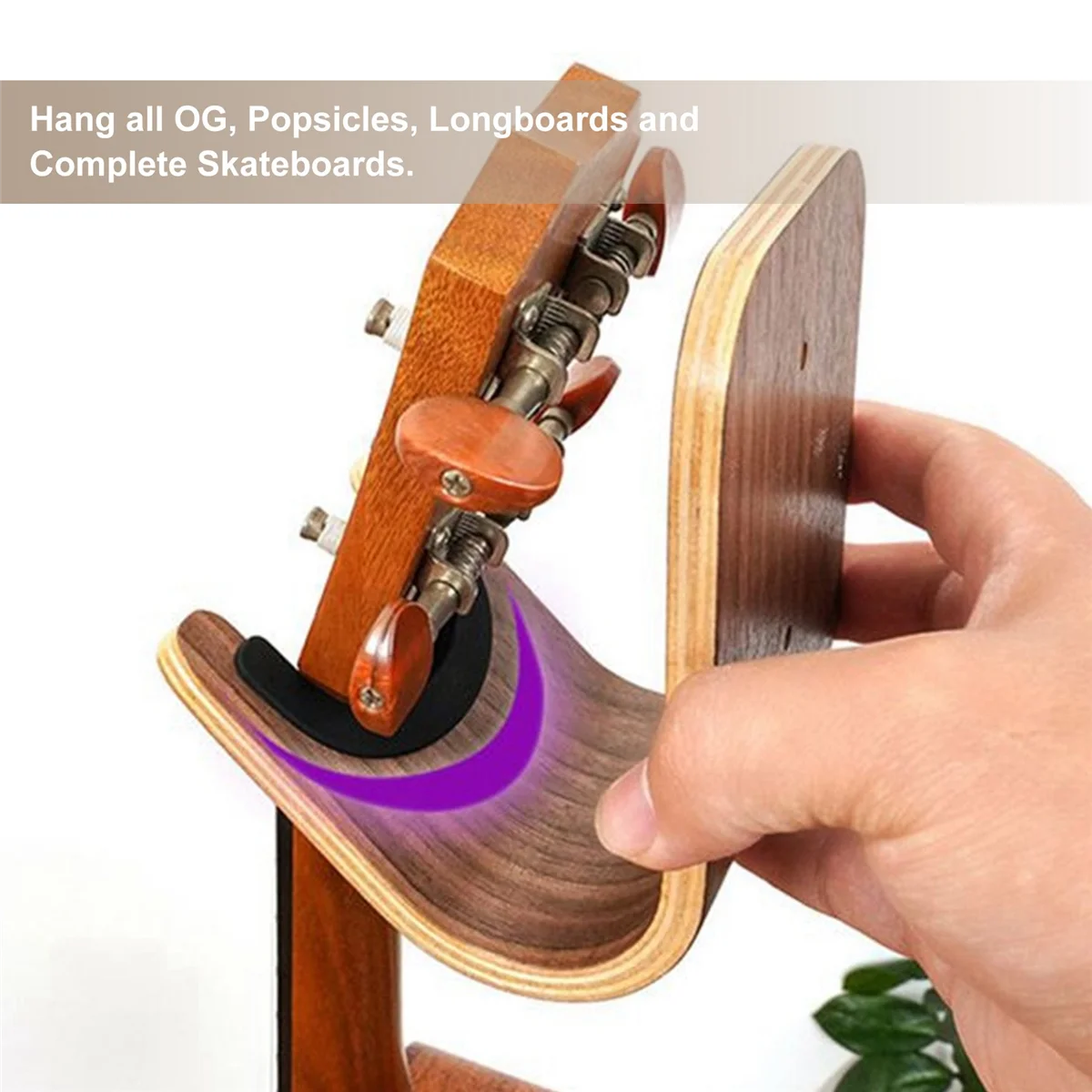 SMIEA Guitar Skateboard Wall Hanger Unique Design Bent Wood Guitar Hanger Wall Mount Guitar Holder Acoustic Guitar Accessories