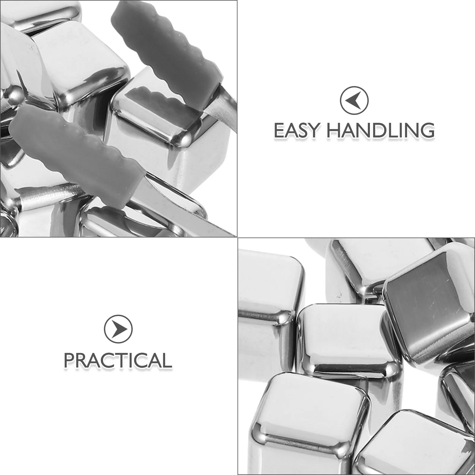 1Set Stainless Steel Whiskey Chilling Stones Metal Ice Cubes for Drinks Beverage Wine Ice Tongs Freezer Storage Box Reusable - view 6