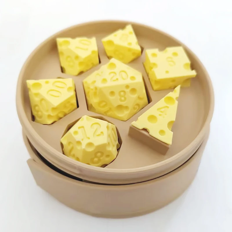 Cheese Shape Dice Holder Box Multi Sided D4 D20 Dice Kit Table Game Decor Props for Family Adult Party Board Game Supplies