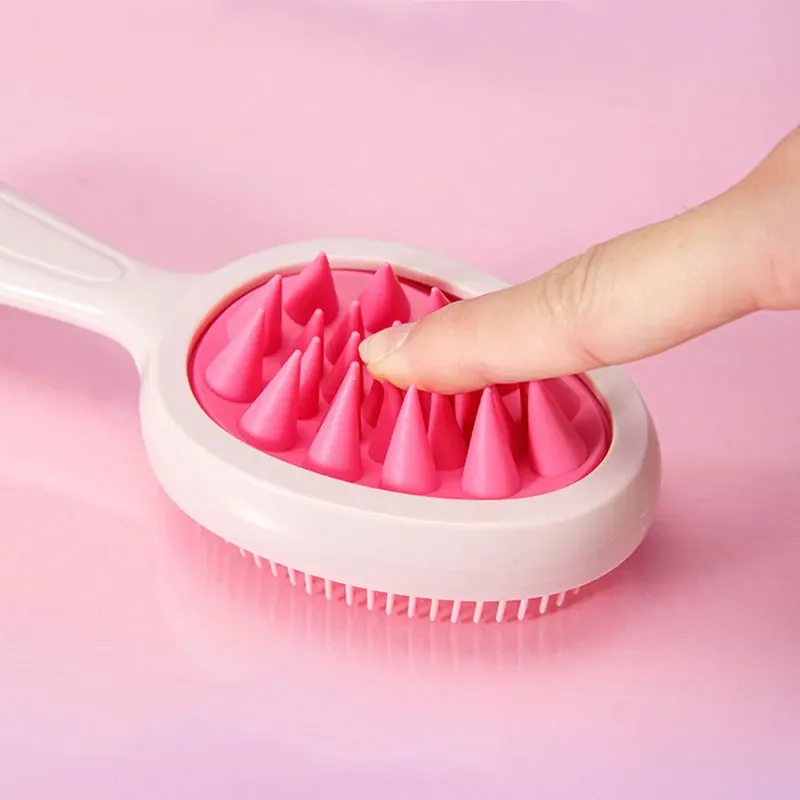 Peignes de massage du cuir chevelu en silicone souple à long manche, brosse à shampooing, nettoyage de la tête